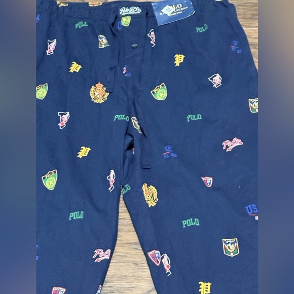 New Polo Ralph Lauren College Sleepwear Navy Blue Jogger Pant Pajama Lounge Sz L - Picture 8 of 16